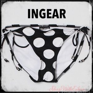 INGEAR Black & White Polka Dot Bikini Bottom Swimwear NWT